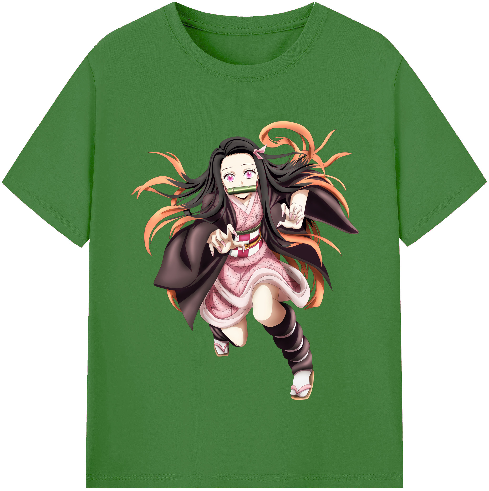 （画像用） 鬼滅の刃（きめつのやいば）竈門 禰󠄀豆子／かまど ねずこ Kamado Nezuko レディースカジュアルプリントTシャツ（綿100％）